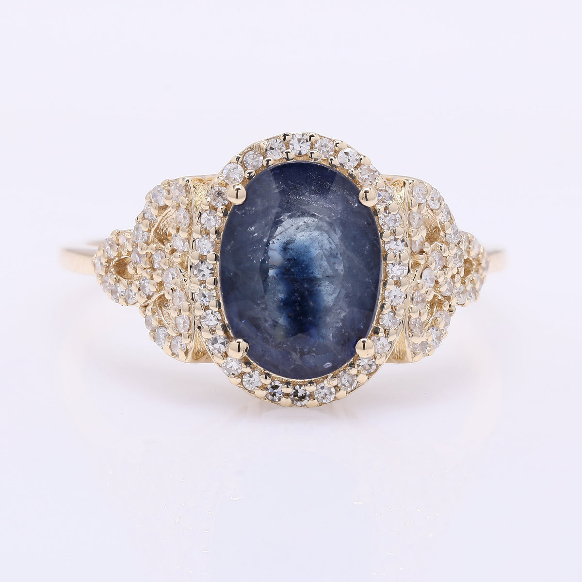 2.72 Ct Oval Mixed Cut Natural Sapphire 14K Gold Ring