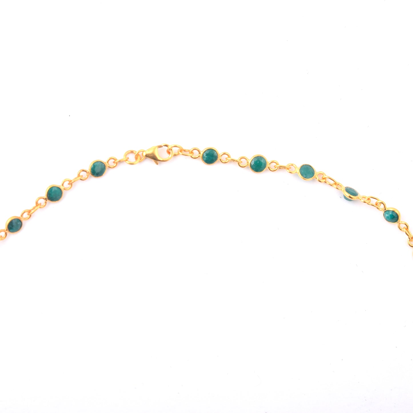 15.68 Ct Round Dyed Emerald 925 Sterling Silver Necklace