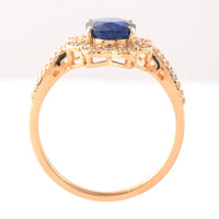 2.16 Ct Oval Mixed Cut Natural Sapphire 14K Gold Ring
