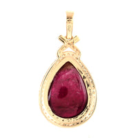 5.55 Ct Pear Cabochon Natural Tourmaline 14K Gold Pendant