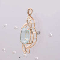 4.18 Ct Cushion Natural Emerald 14K Gold Pendant