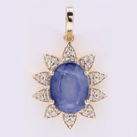 3.24 Ct Oval Mixed Cut Natural Sapphire 14K Gold Pendant