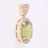 2.35 Ct Oval Mixed Cut Natural Green Sapphire 14K Gold Pendant