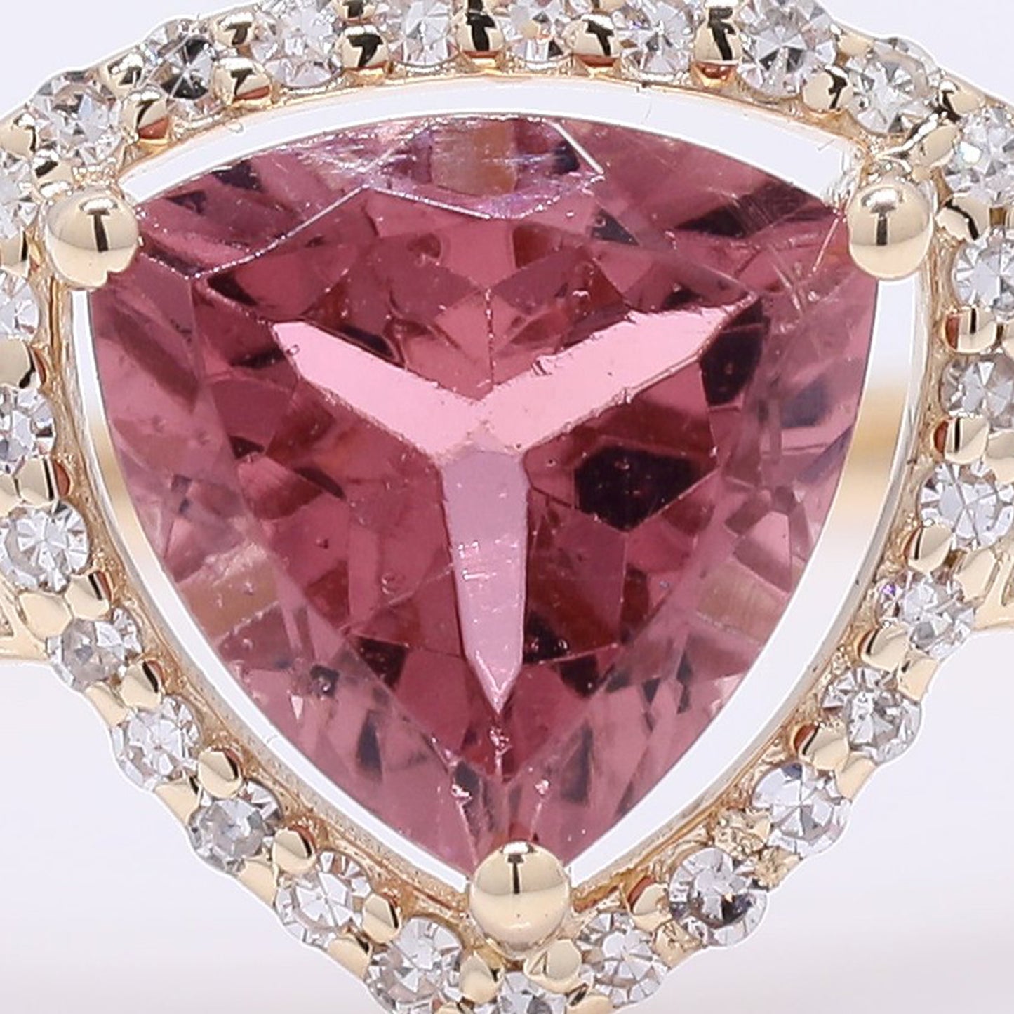 1.27 Ct Triangle Mixed Cut Natural Pink Tourmaline 14K Gold Ring