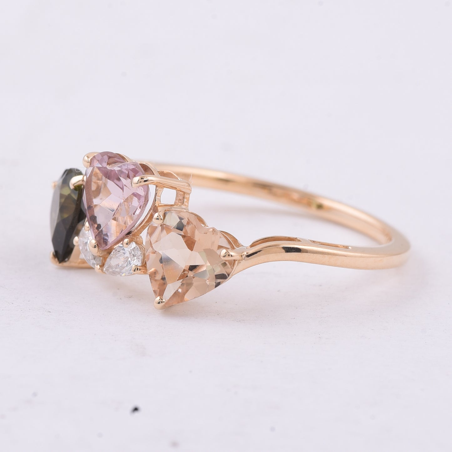 1.98 Ct Heart Natural Multi-Coloured Tourmaline 14K Gold Ring