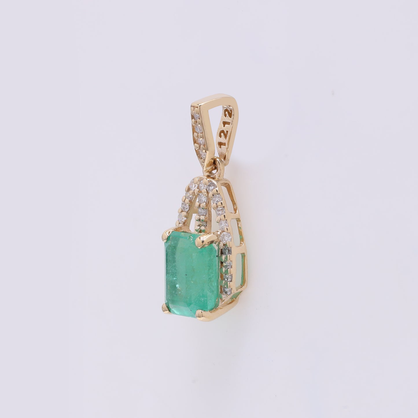 1.11 Ct Octagon Step Cut Natural Emerald 14K Gold Pendant