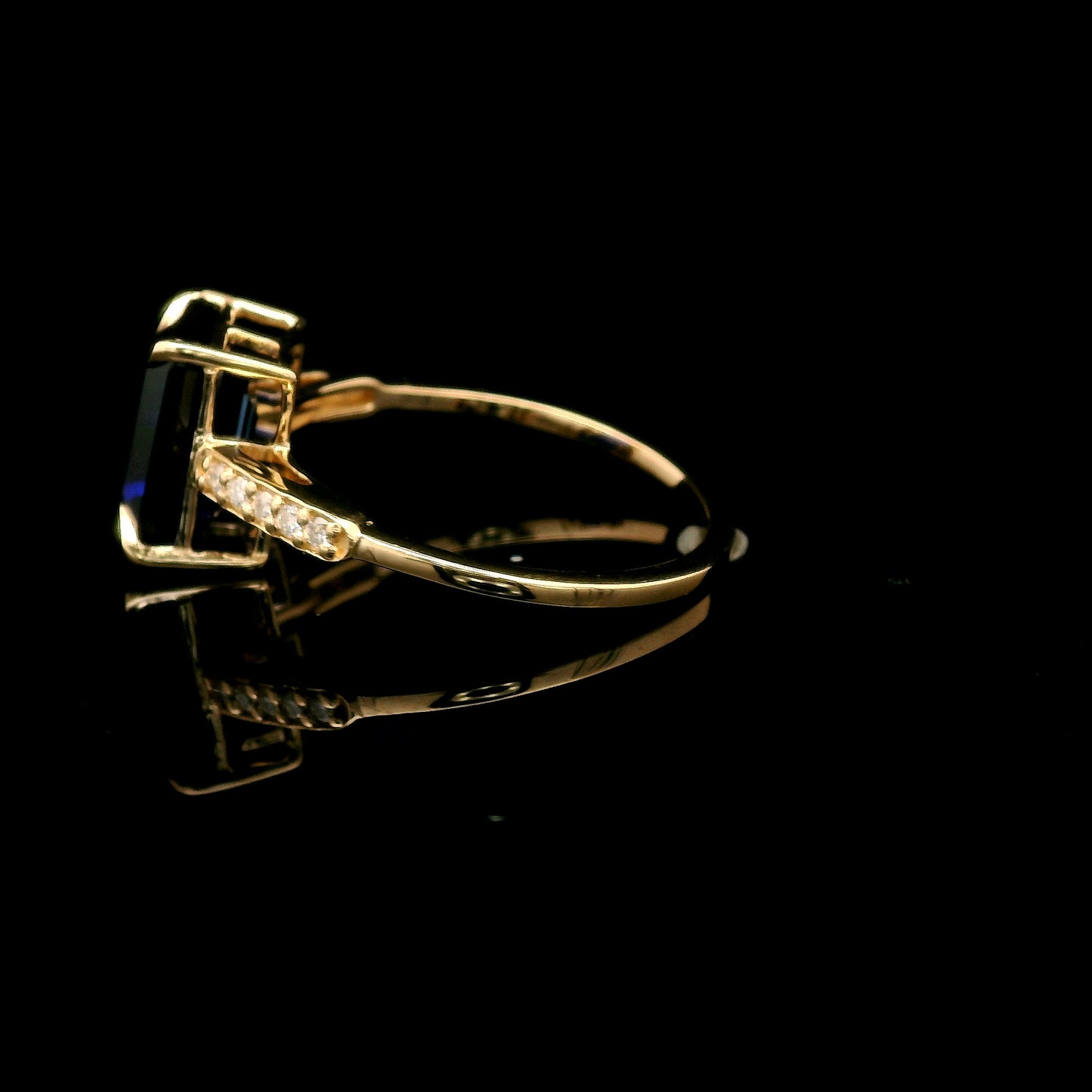 3.76 Ct Emerald Cut Lab Grown Sapphire 14K Gold Ring