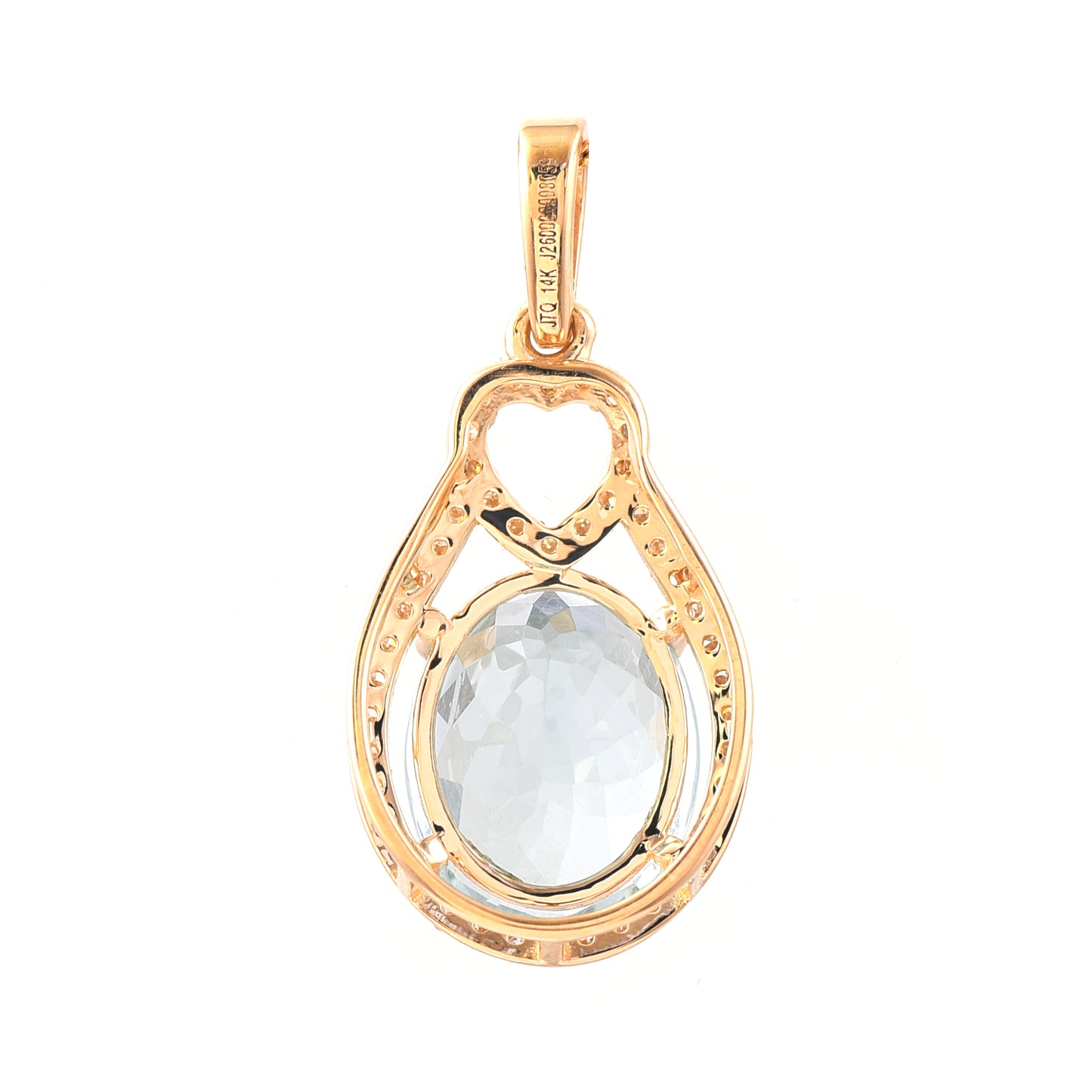 2.83 Ct Oval Mixed Cut Natural Aquamarine 14K Gold Pendant