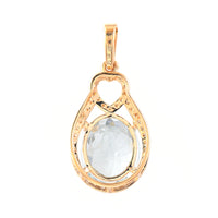 2.83 Ct Oval Mixed Cut Natural Aquamarine 14K Gold Pendant
