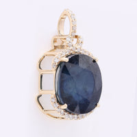7.32 Ct Oval Mixed Cut Natural Sapphire 14K Gold Pendant