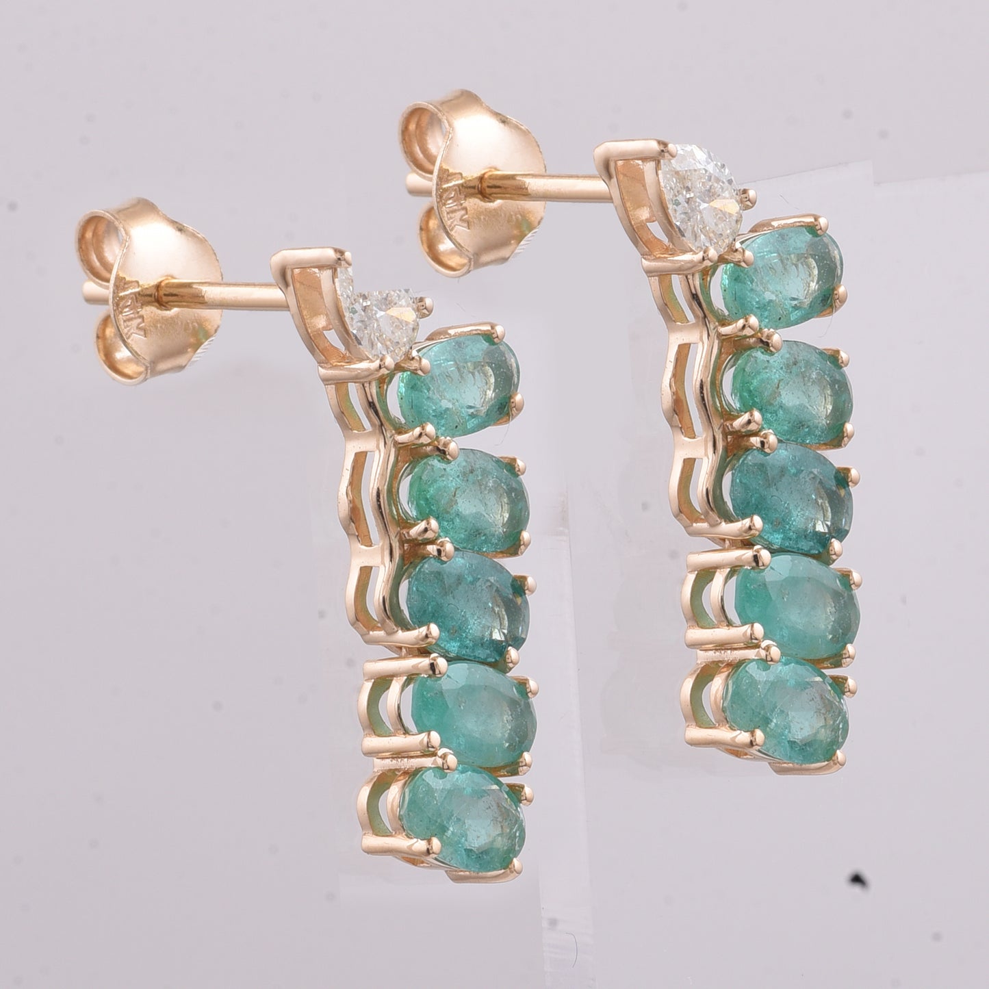 2.45 Ct Oval Natural Emerald 14K Gold Earrings