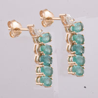 2.45 Ct Oval Natural Emerald 14K Gold Earrings