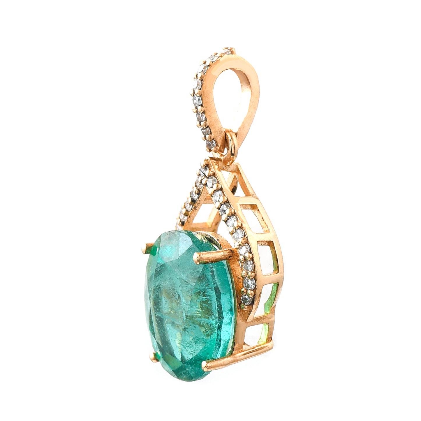 2.73 Ct Oval Emerald 14K Gold Pendant