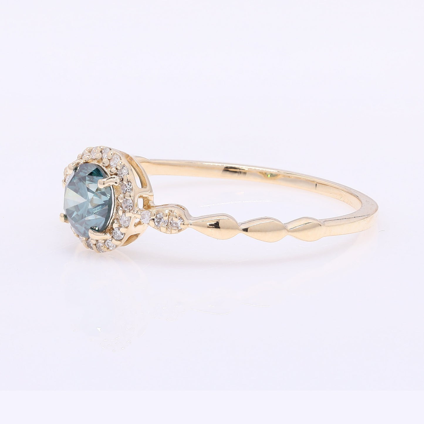 0.54 Ct Round Blue Diamond 14K Gold Ring