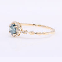 0.54 Ct Round Blue Diamond 14K Gold Ring