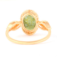 2.88 Ct Oval Mixed Cut Natural Green Sapphire 14K Gold Ring