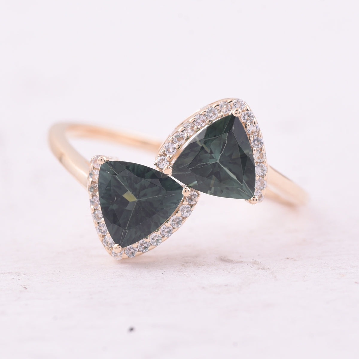 1.55 Ct Trillion Tourmaline 9K Gold Ring