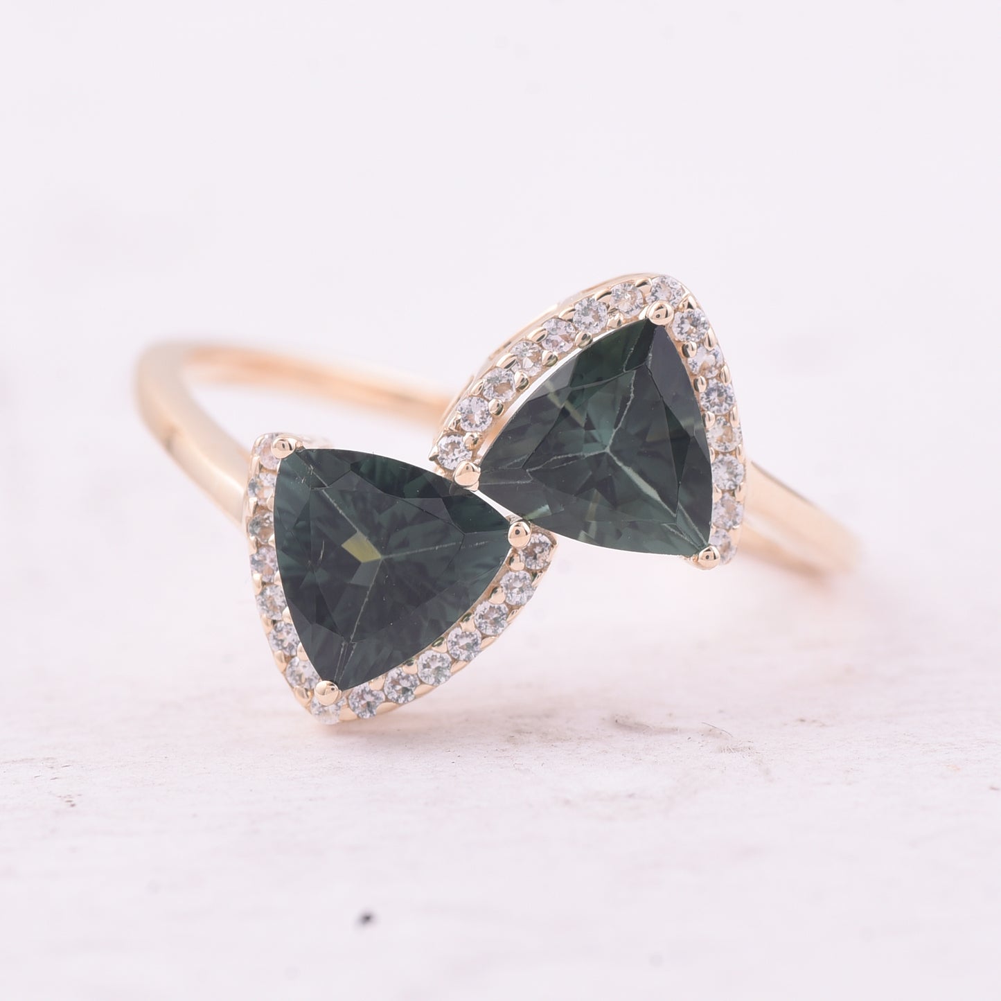 1.55 Ct Trillion Tourmaline 9K Gold Ring