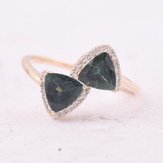 1.55 Ct Trillion Tourmaline 9K Gold Ring