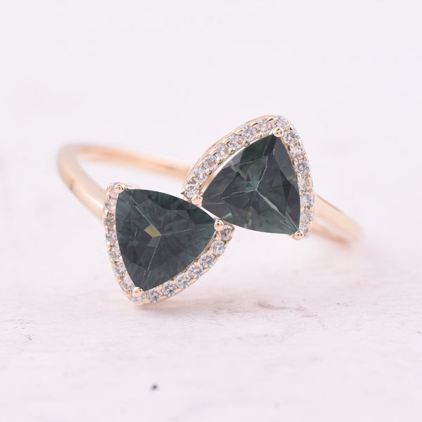1.55 Ct Trillion Tourmaline 9K Gold Ring