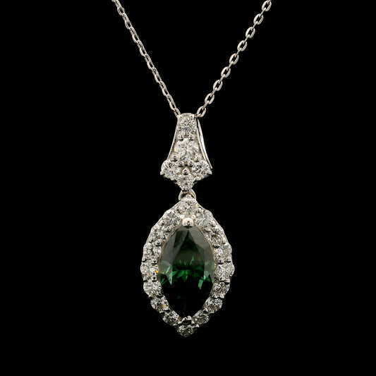 2.16 Carats Green Lab Grown Diamond 14K Gold Pendant