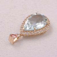 5.20 Ct Pear Aquamarine 9K Gold Pendant