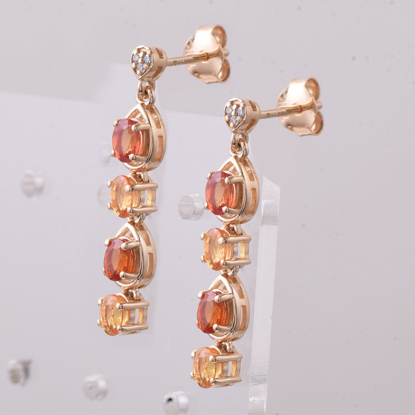 1.93 Ct Oval Mixed Cut Natural Multi-Coloured Sapphire 14K Gold Earrings