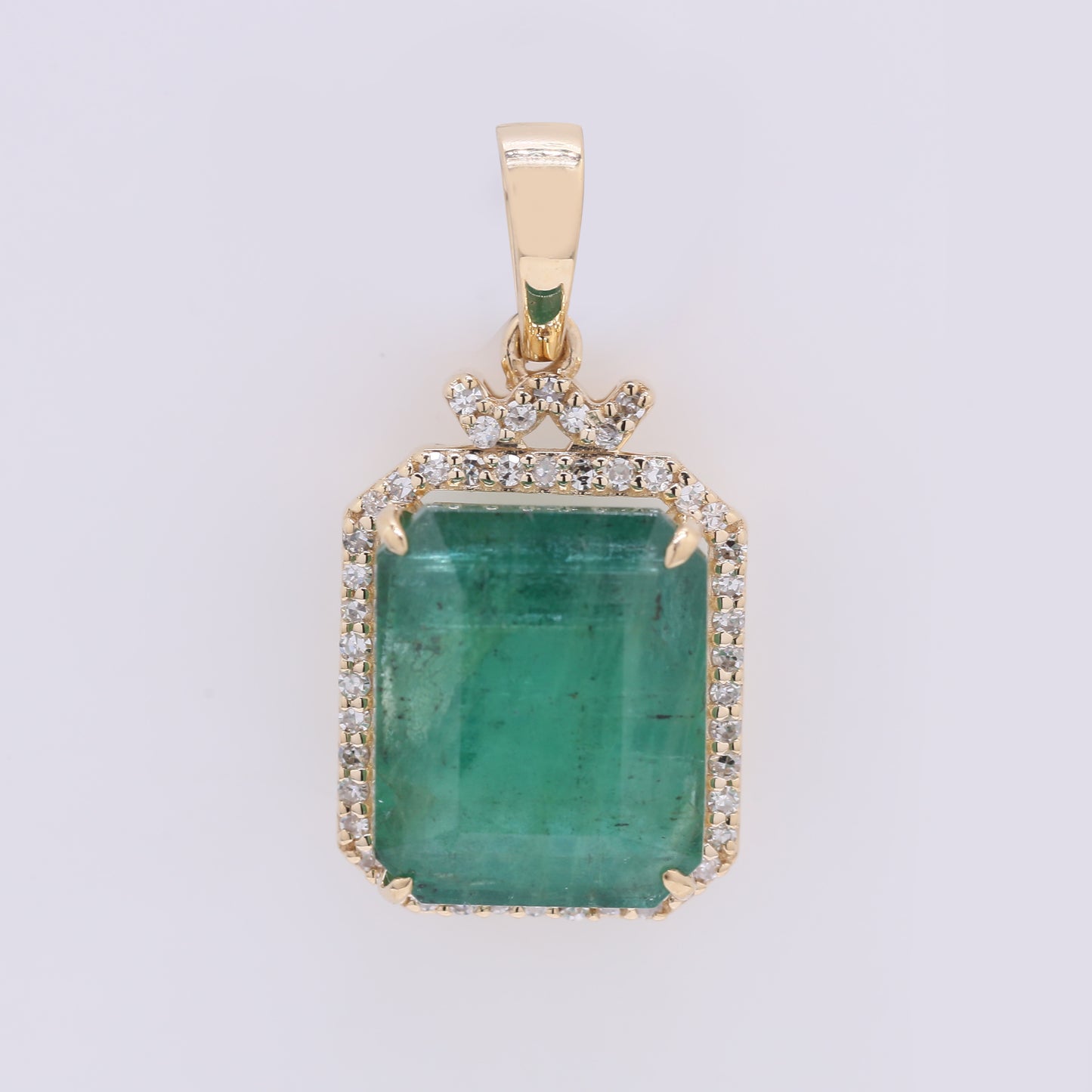 5.59 Ct Octagon Step Cut Natural Emerald 14K Gold Pendant