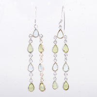 10.70 Ct Peridot, Blue Topaz 925 Sterling Silver Earrings