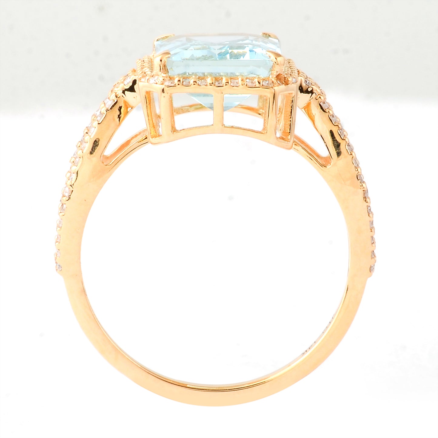 3.14 Ct Octagon Step Cut Natural Aquamarine 14K Gold Ring