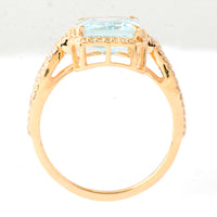 3.14 Ct Octagon Step Cut Natural Aquamarine 14K Gold Ring
