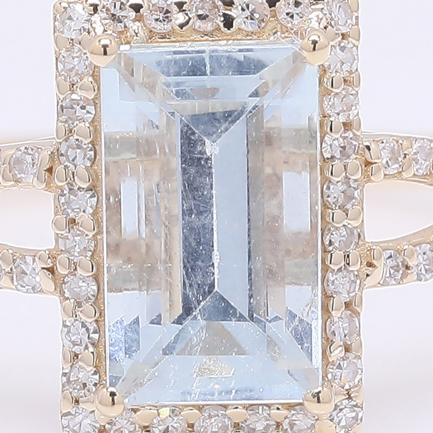 1.47 Ct Rectangle Step Cut Natural Aquamarine 14K Gold Ring