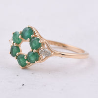 0.94 Ct Round Natural Emerald 14K Gold Ring