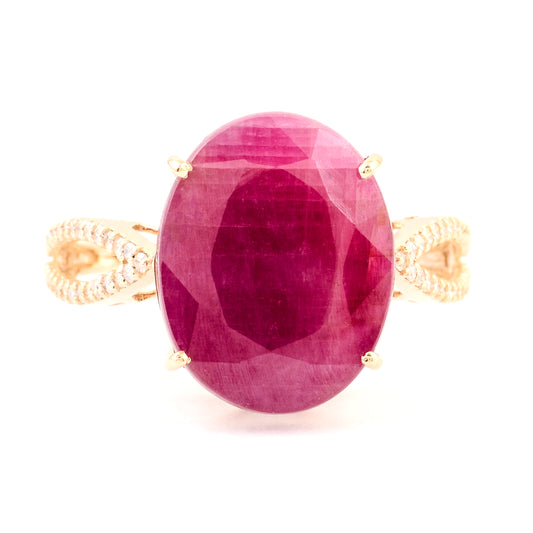 10.07 Ct Natural Codundum Ruby 14K Gold Ring