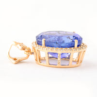 4.62 Ct Oval Mixed Cut Natural Tanzanite 14K Gold Pendant