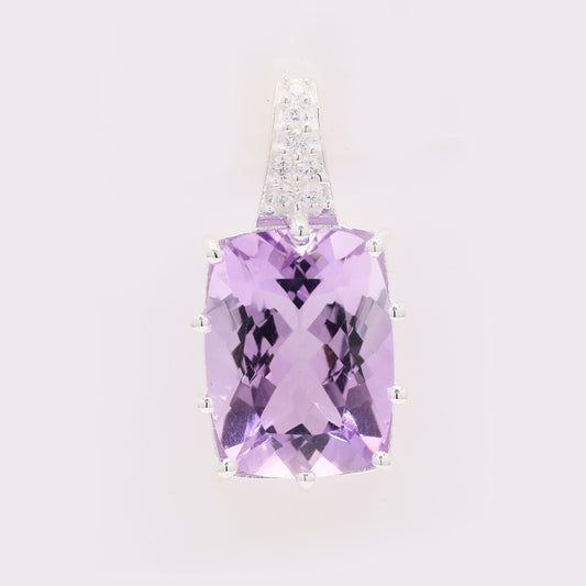 10.00 Ct Cushion Amethyst 925 Silver Pendant