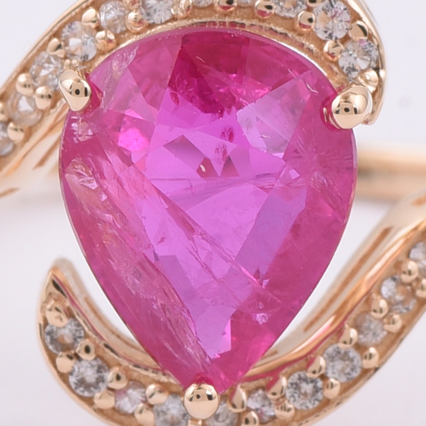 1.90 Ct Pear Natural Ruby 14K Gold Ring