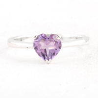 1.17 Ct Heart Amethyst 925 Sterling Silver Ring