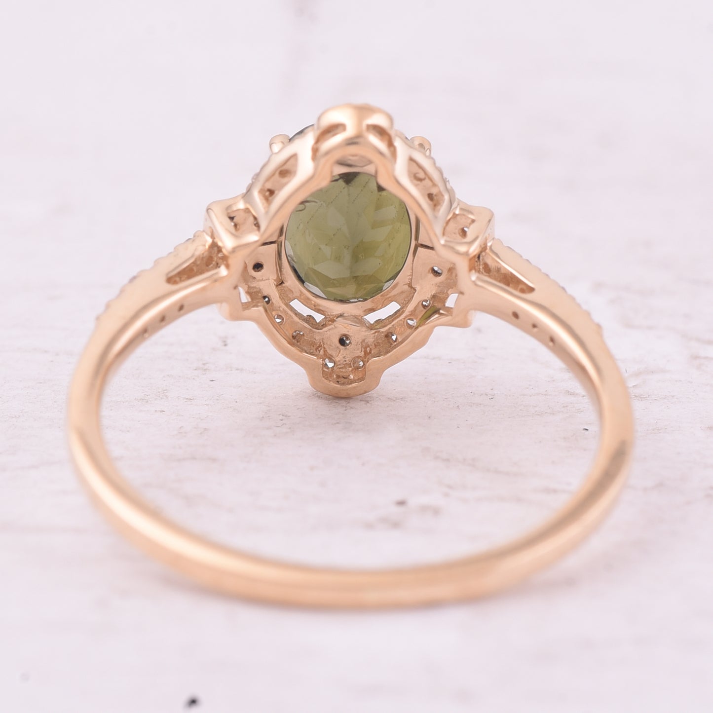 1.51 Ct Oval Mixed Cut Natural Green Tourmaline 14K Gold Ring