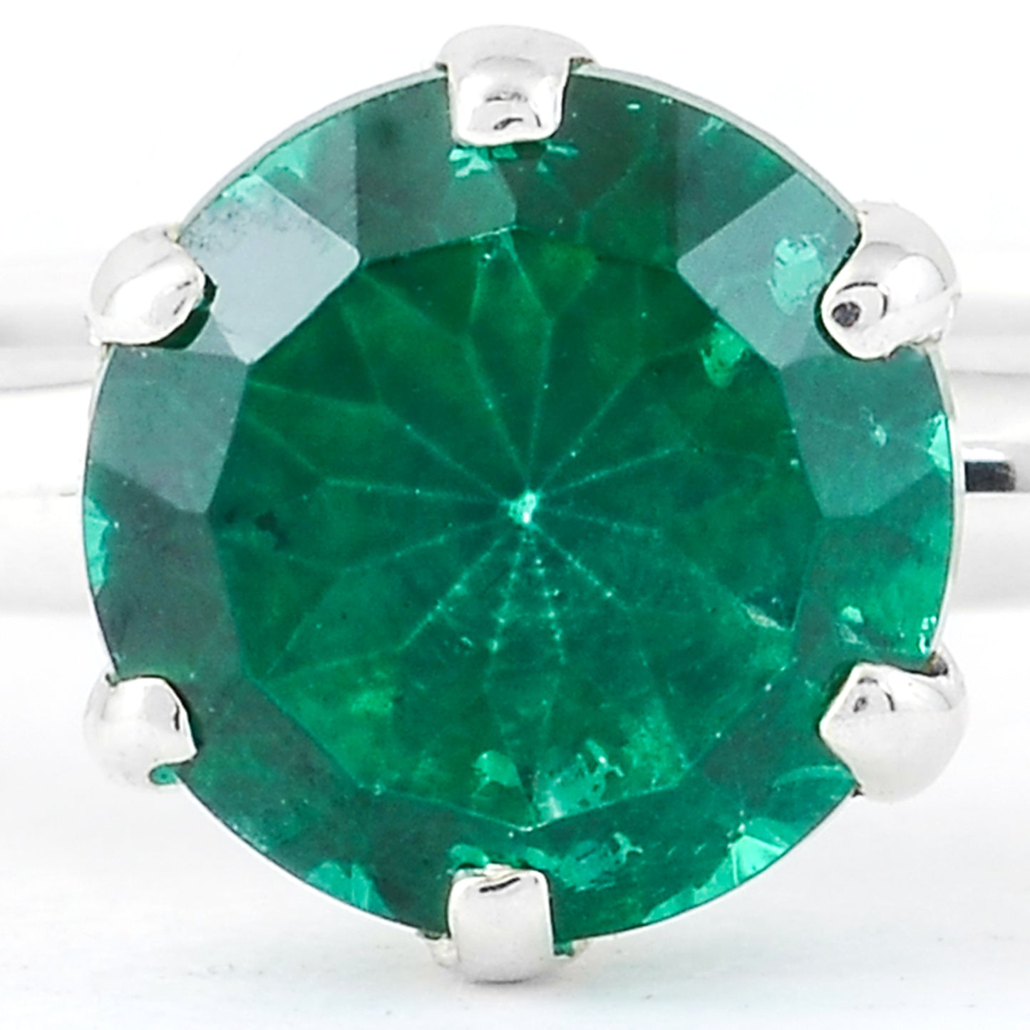 1.68 Ct Round Green Topaz, 925 Sterling Silver Ring