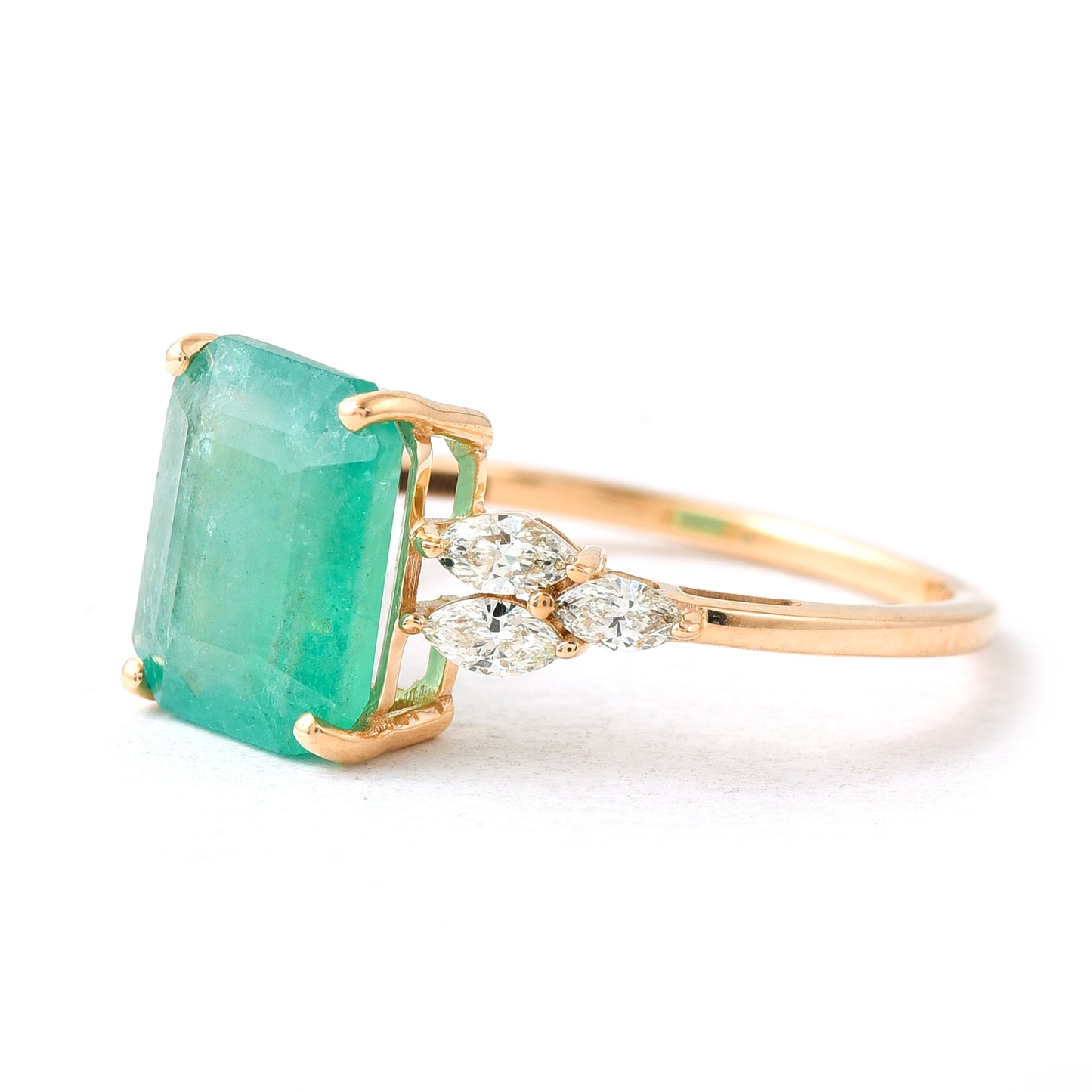1.76 Ct Octagon Step Cut Natural Emerald 14K Gold Ring