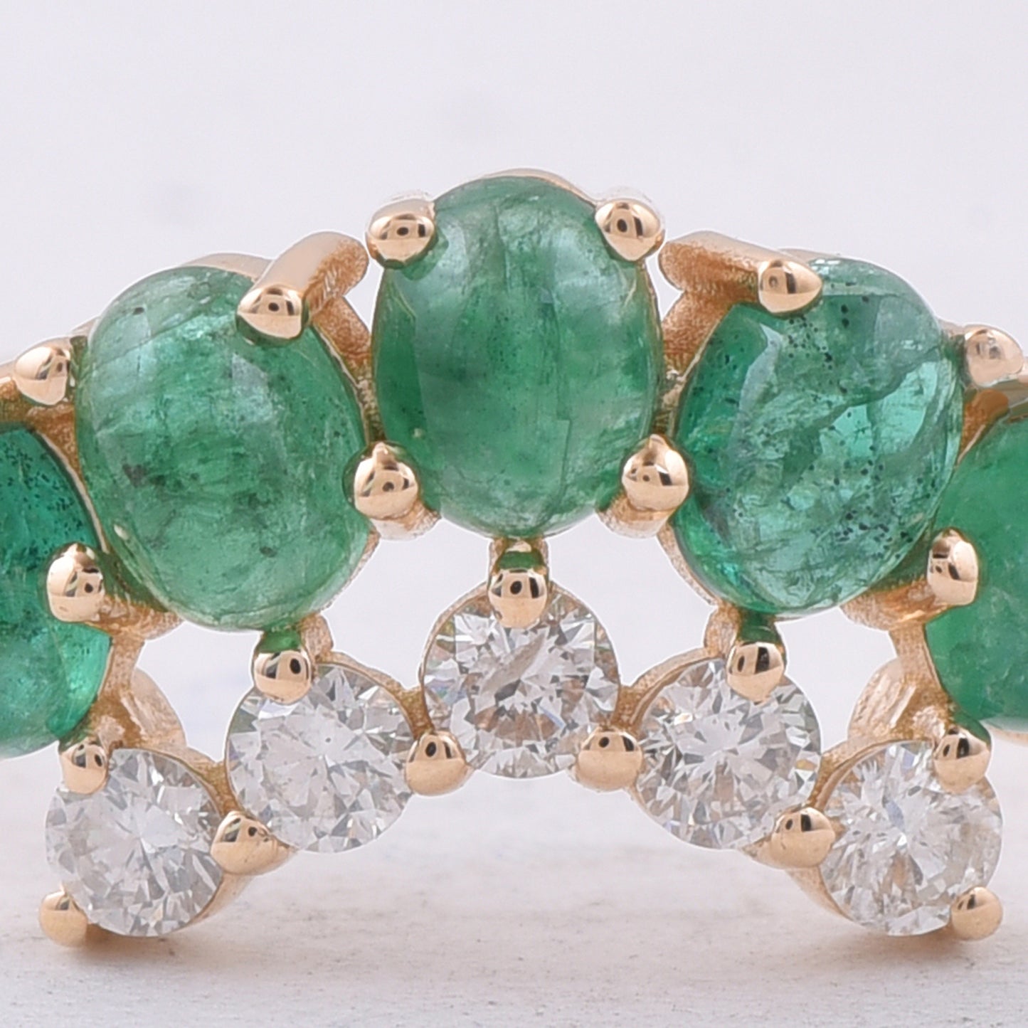 1.32 Ct Oval Cabochon Cut Natural Emerald 14K Gold Ring
