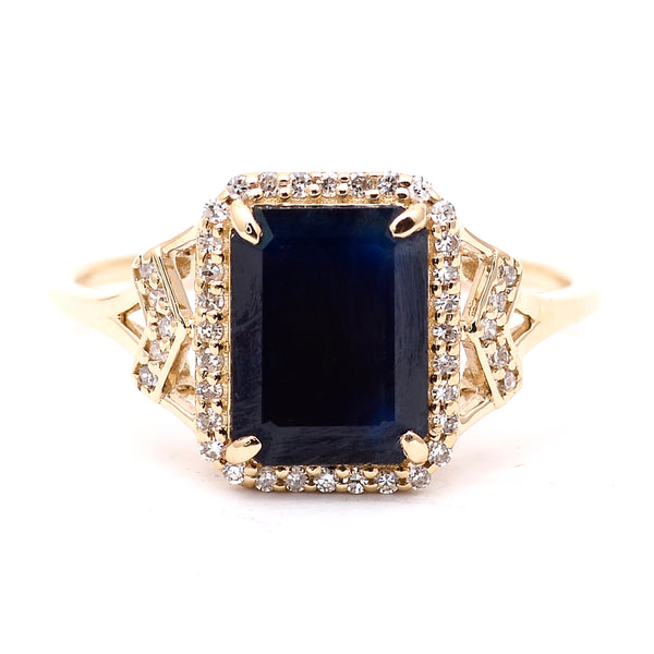 2.33 Ct Octagon Natural Sapphire 14K Gold Ring