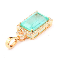 2.24 Ct Octagon Step Cut Natural Emerald 14K Gold Pendant