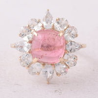 6.27 Ct Cushion Tourmaline 9K Gold Ring