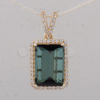 3.19 Ct Octagon Tourmaline 9K Gold Pendant