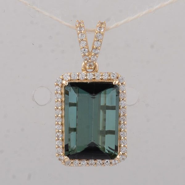 3.19 Ct Octagon Tourmaline 9K Gold Pendant