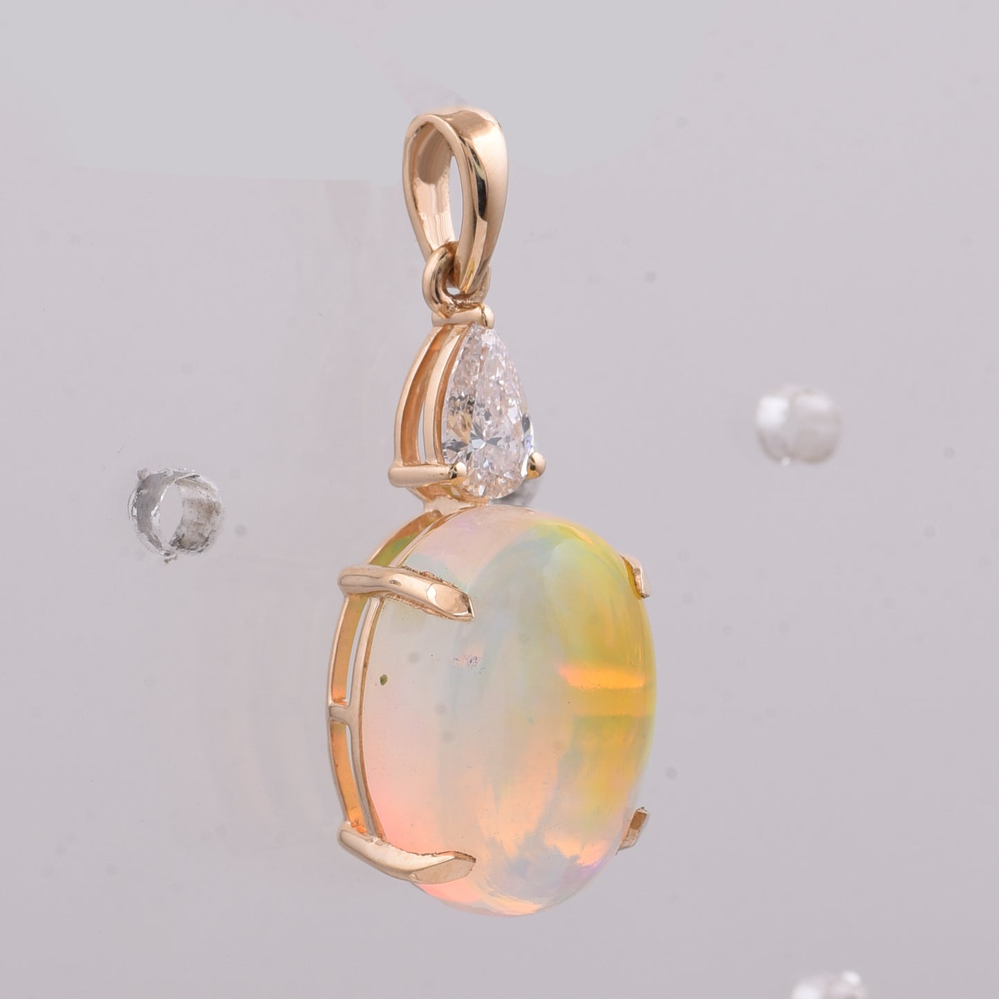 3.85 Ct Oval Cabochon Cut Natural Opal 14K Gold Pendant