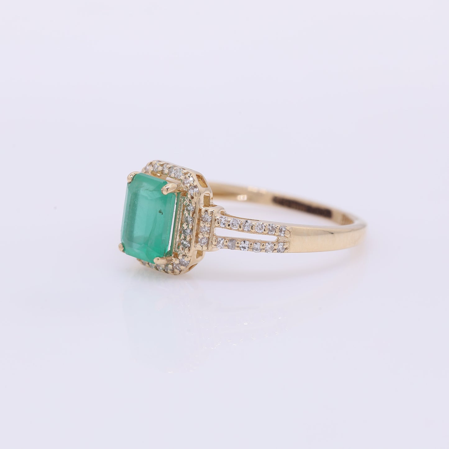 1.18 Ct Octagon Step Cut Natural Emerald 14K Gold Ring