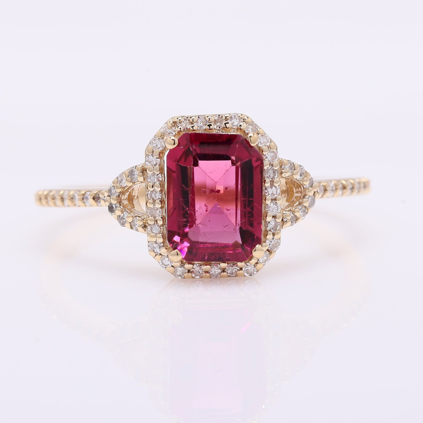 1.25 Ct Octagon Step Cut Natural Tourmaline 14K Gold Ring